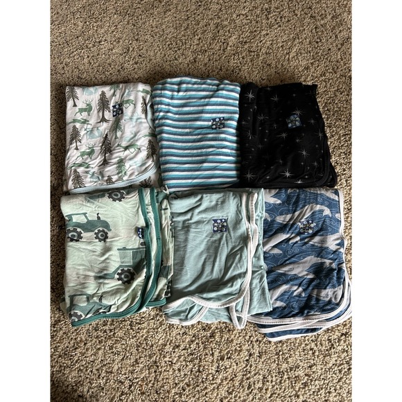 Lot Of 6 Kickee Pants Bamboo Swaddle Blankets Boy